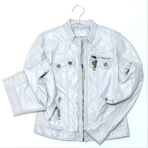 Dress Barn | Small | Leather Moto Style Jacket | Zippers | Bronze Hardware |